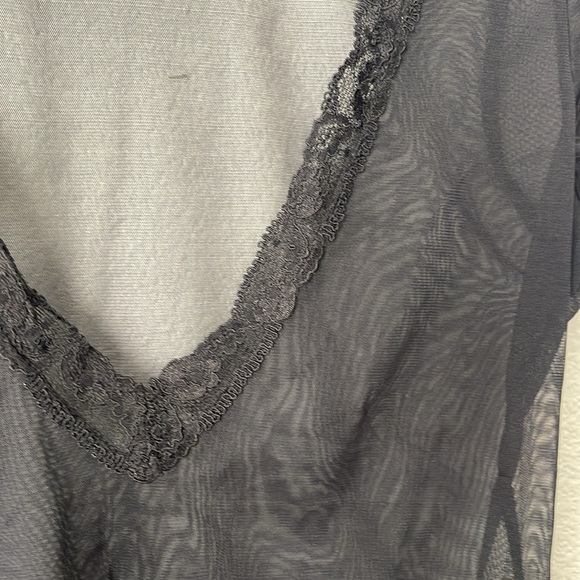 Victoria's Secret Black Sheer Lace V-Neck Blouse - Picture 3 of 7